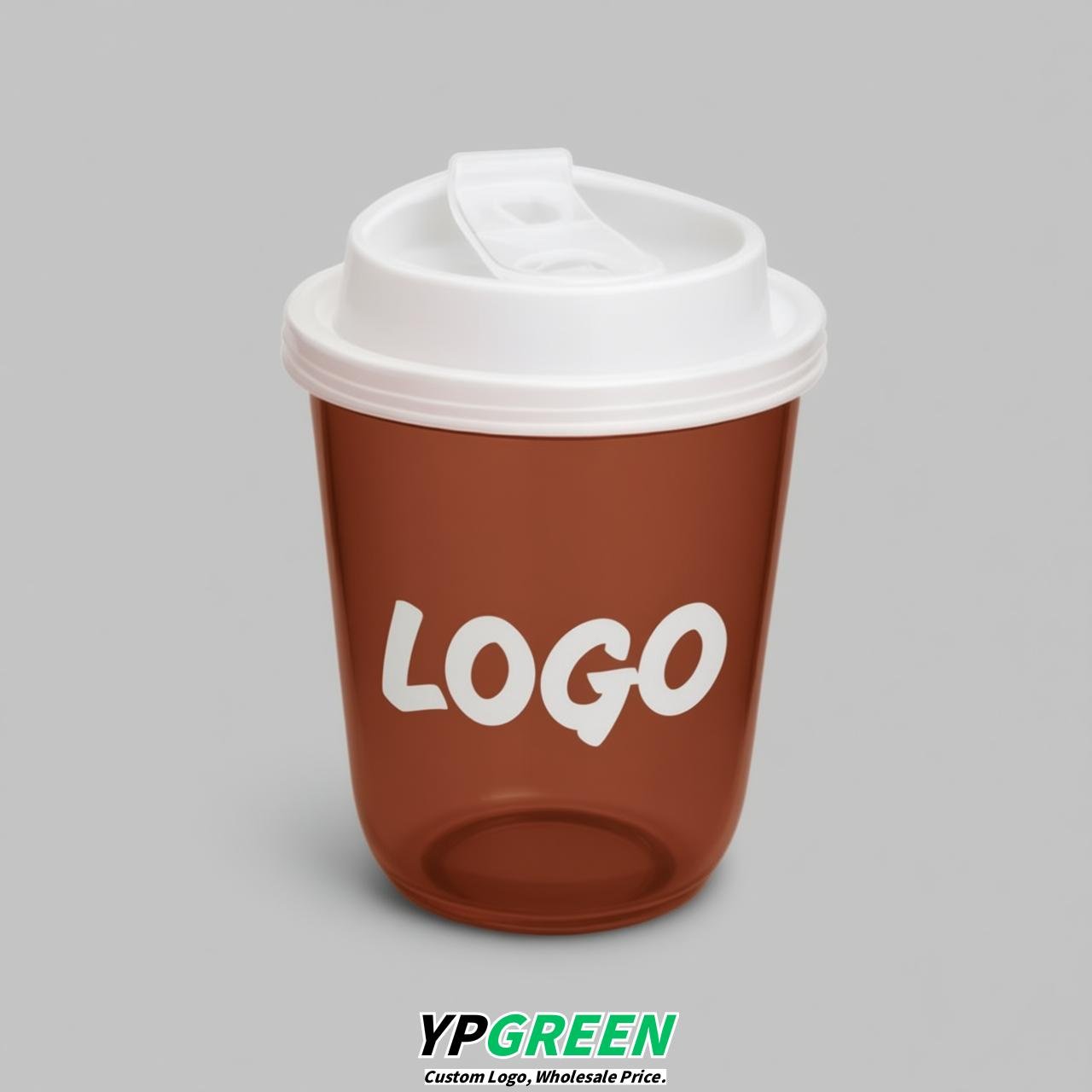 Brick Red U Shape Cups with Lid - Custom Logo PP & PET Plastic Disposable