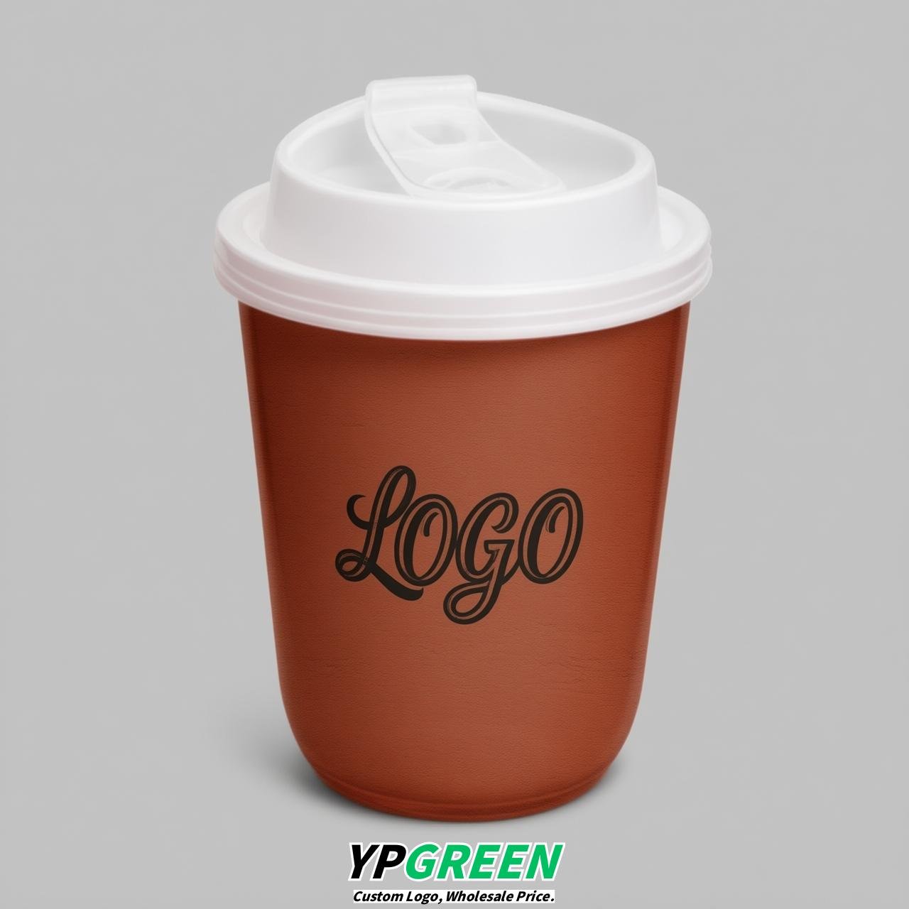 Brick Red U Shape Cups with Lid - Custom Logo PP & PET Plastic Disposable