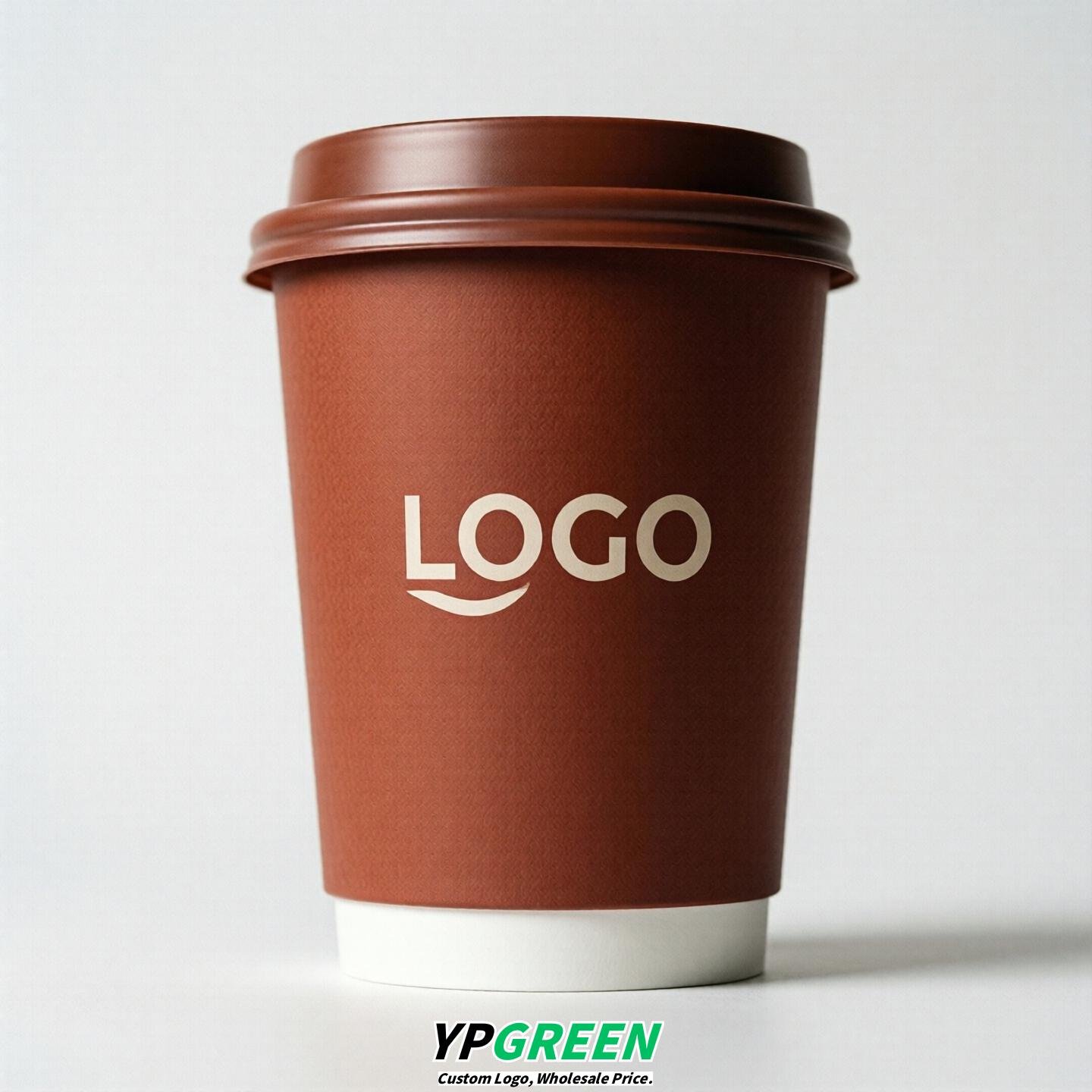 Brick Red Custom Logo Paper Cups: 8-24oz & Double Wall