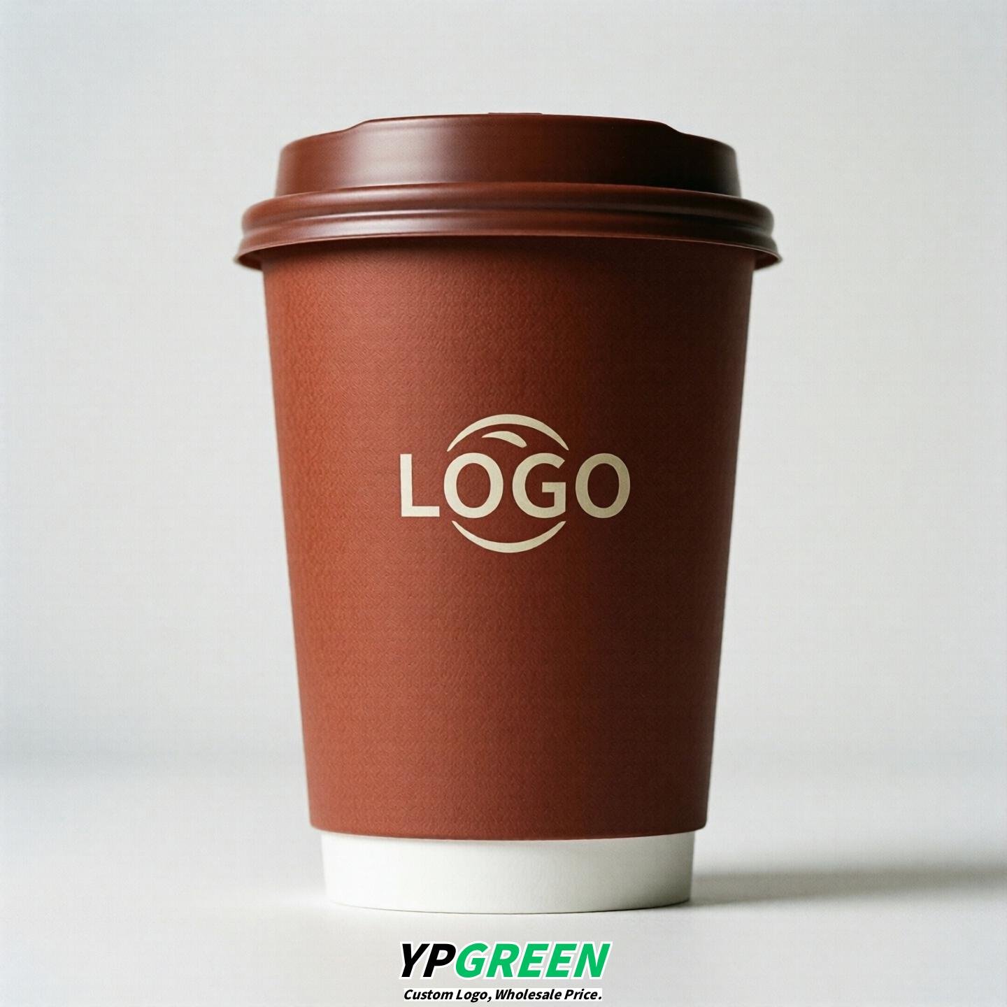 Brick Red Custom Logo Paper Cups: 8-24oz & Double Wall