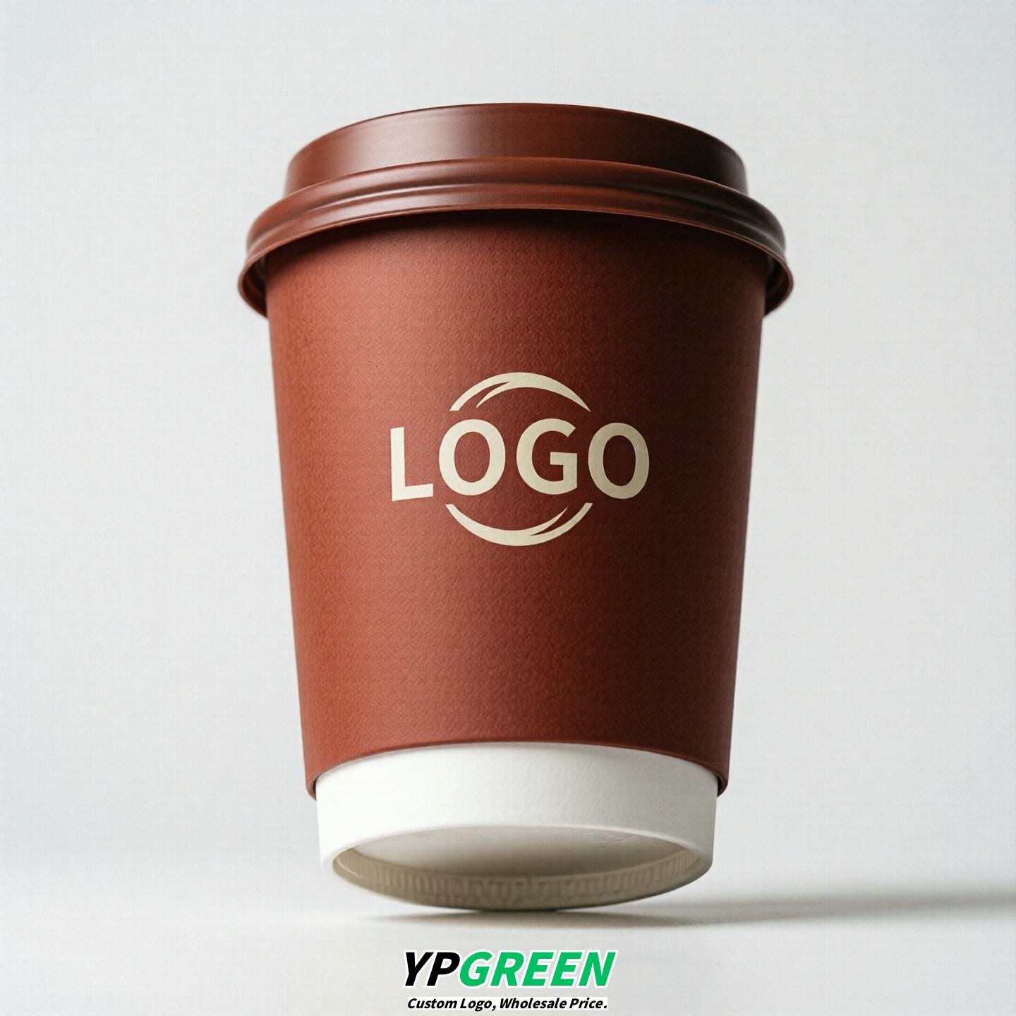 Brick Red Custom Logo Paper Cups: 8-24oz & Double Wall