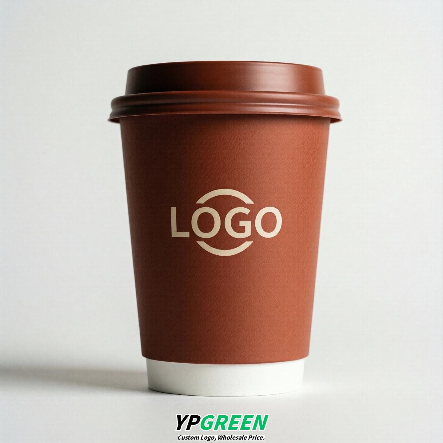 Brick Red Custom Logo Paper Cups: 8-24oz & Double Wall