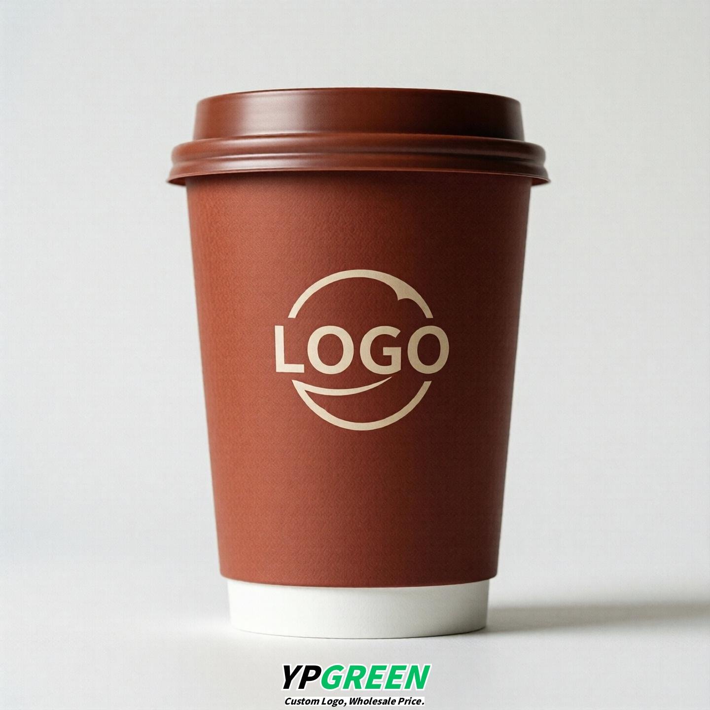 Brick Red Custom Logo Paper Cups: 8-24oz & Double Wall