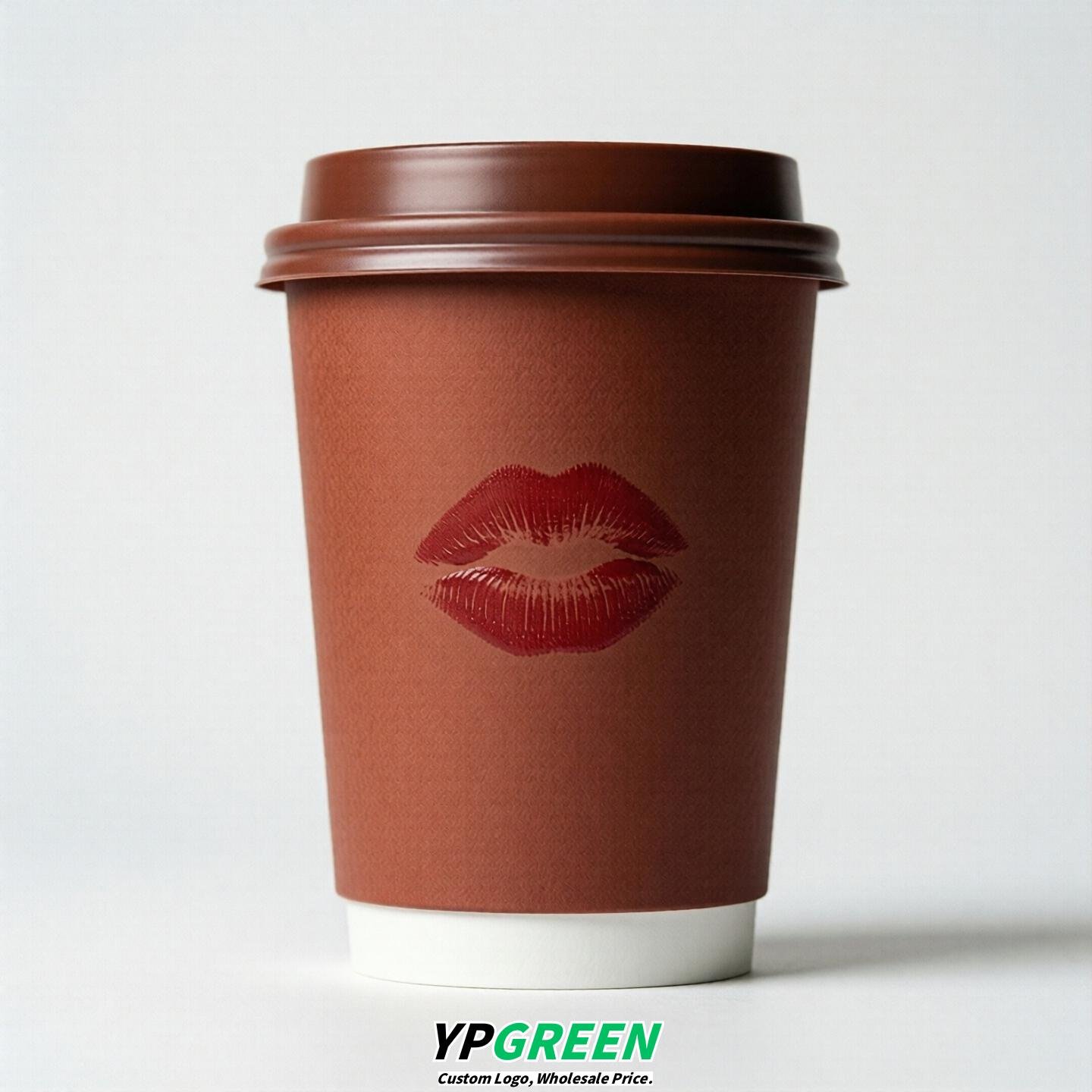 Brick Red Paper Cups with Lips Print 10oz/12oz/16oz/20oz/22oz