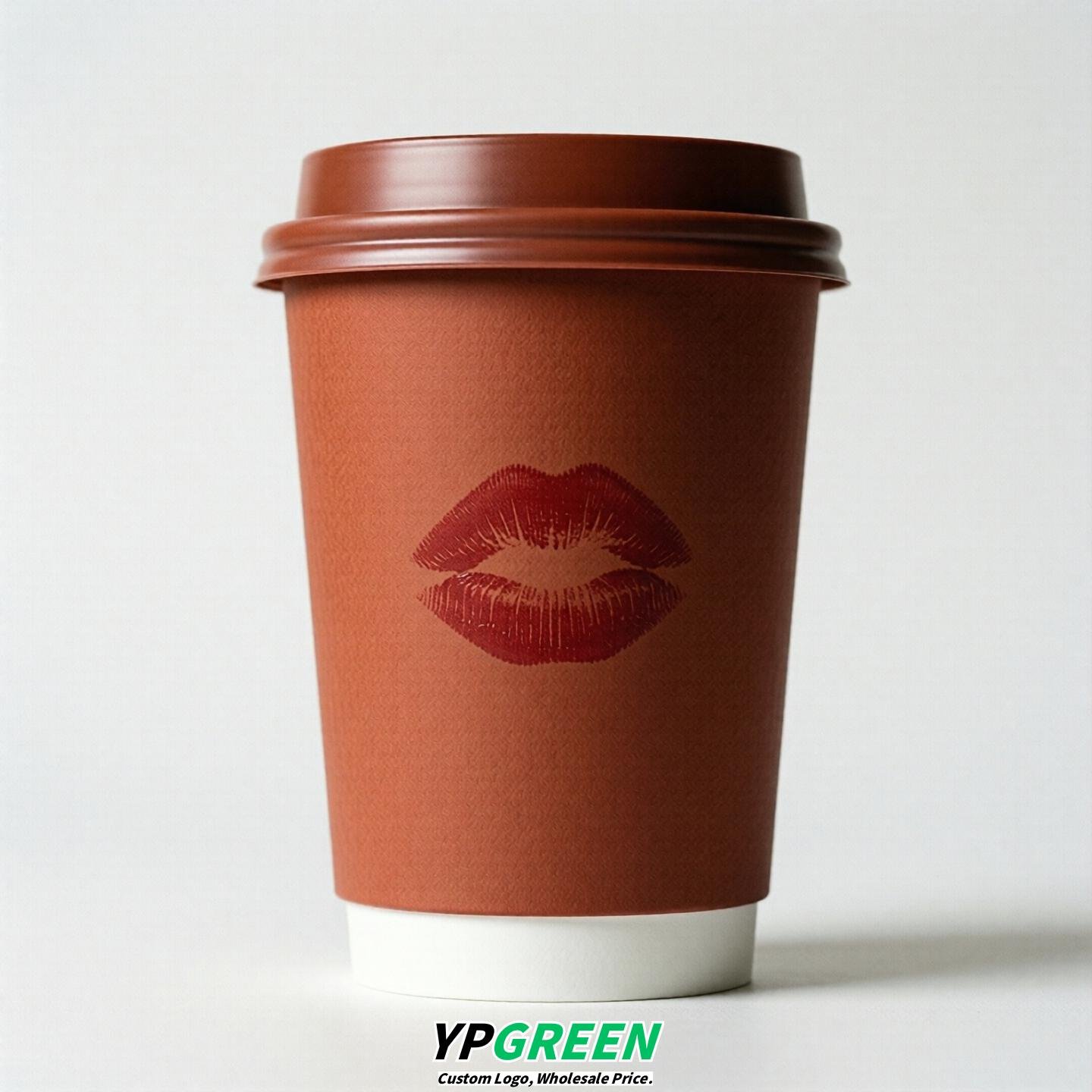 Brick Red Paper Cups with Lips Print 10oz/12oz/16oz/20oz/22oz