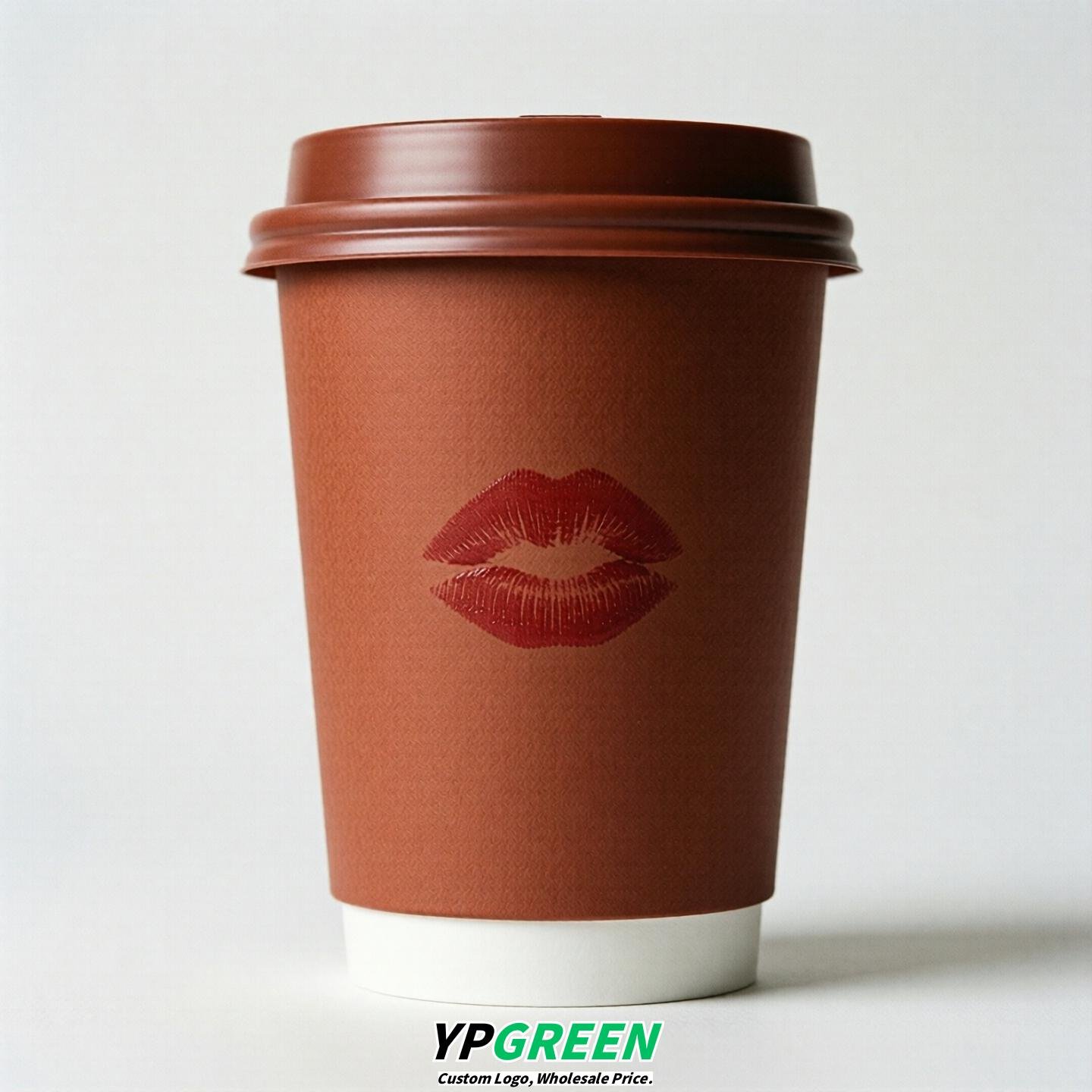 Brick Red Paper Cups with Lips Print 10oz/12oz/16oz/20oz/22oz