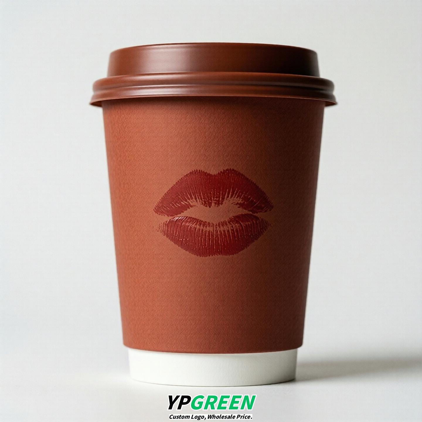 Brick Red Paper Cups with Lips Print 10oz/12oz/16oz/20oz/22oz