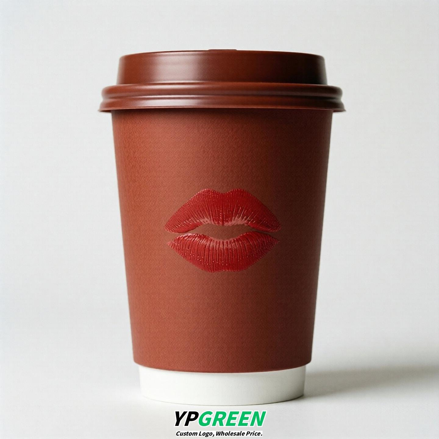 Brick Red Paper Cups with Lips Print 10oz/12oz/16oz/20oz/22oz