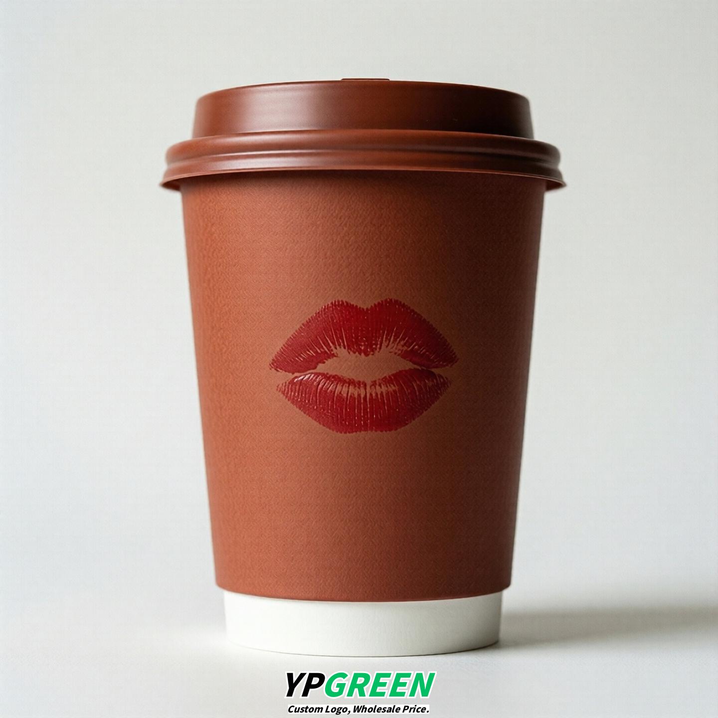 Brick Red Paper Cups with Lips Print 10oz/12oz/16oz/20oz/22oz