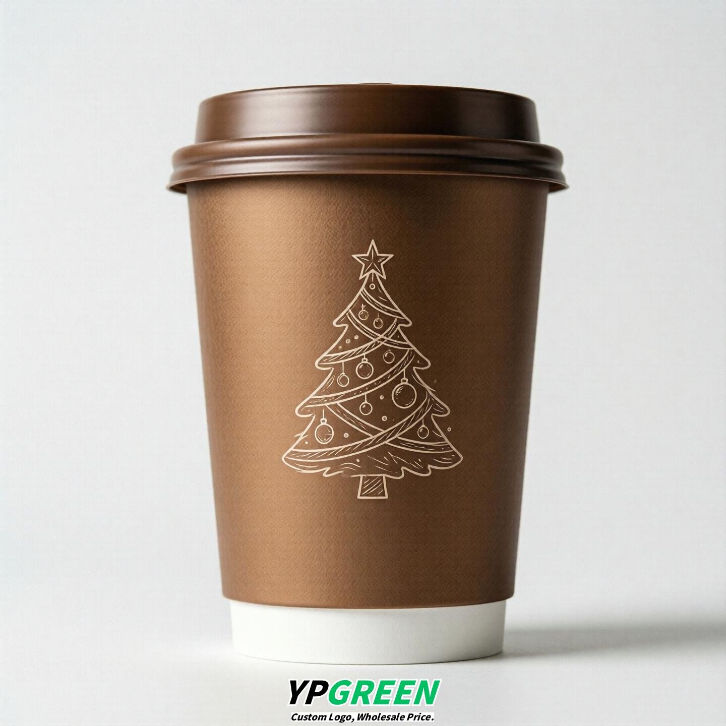 Bronze Paper Cups with Christmas Design 8-24oz