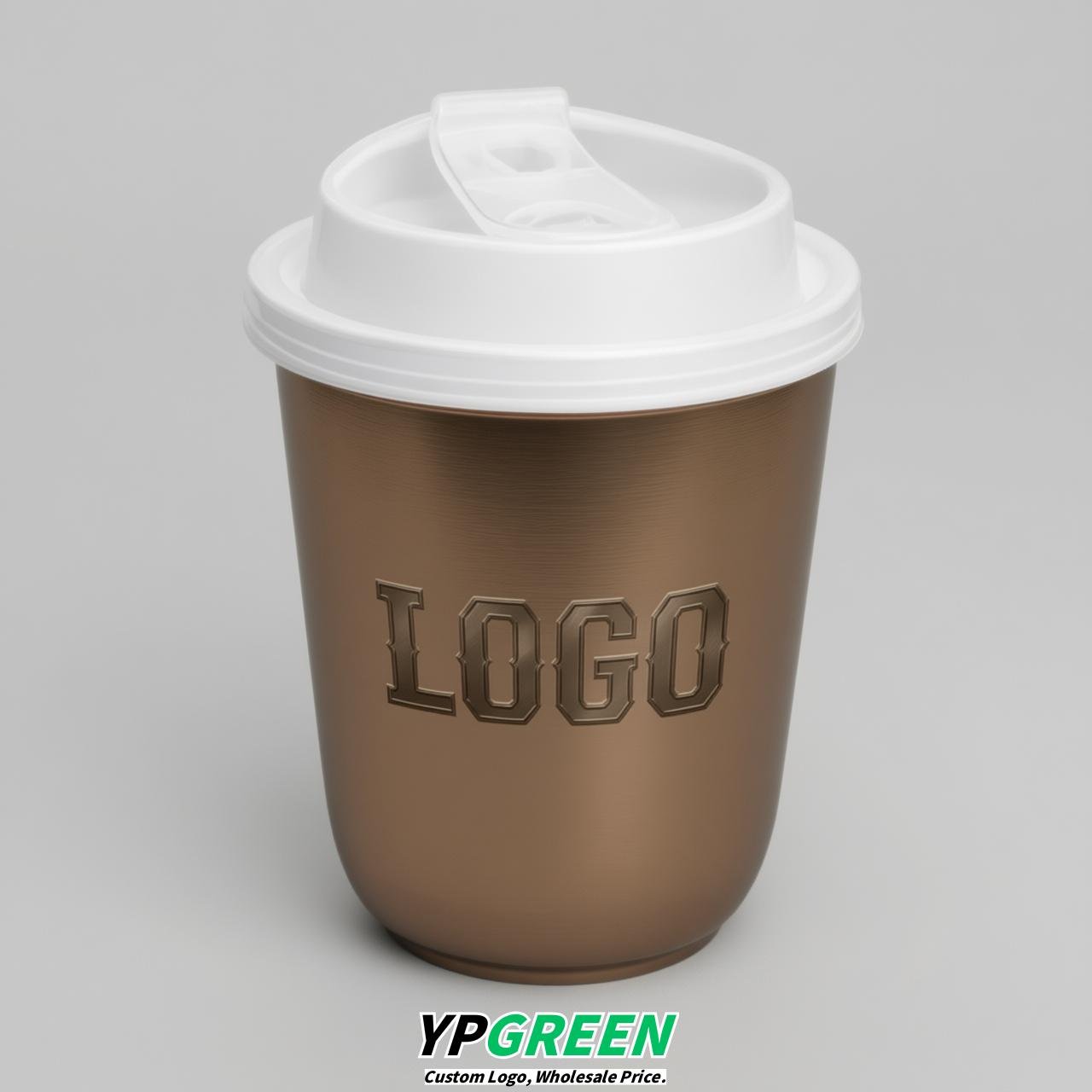 Bronze U Shape Cups with Lid - Custom Logo PP & PET Plastic Disposable