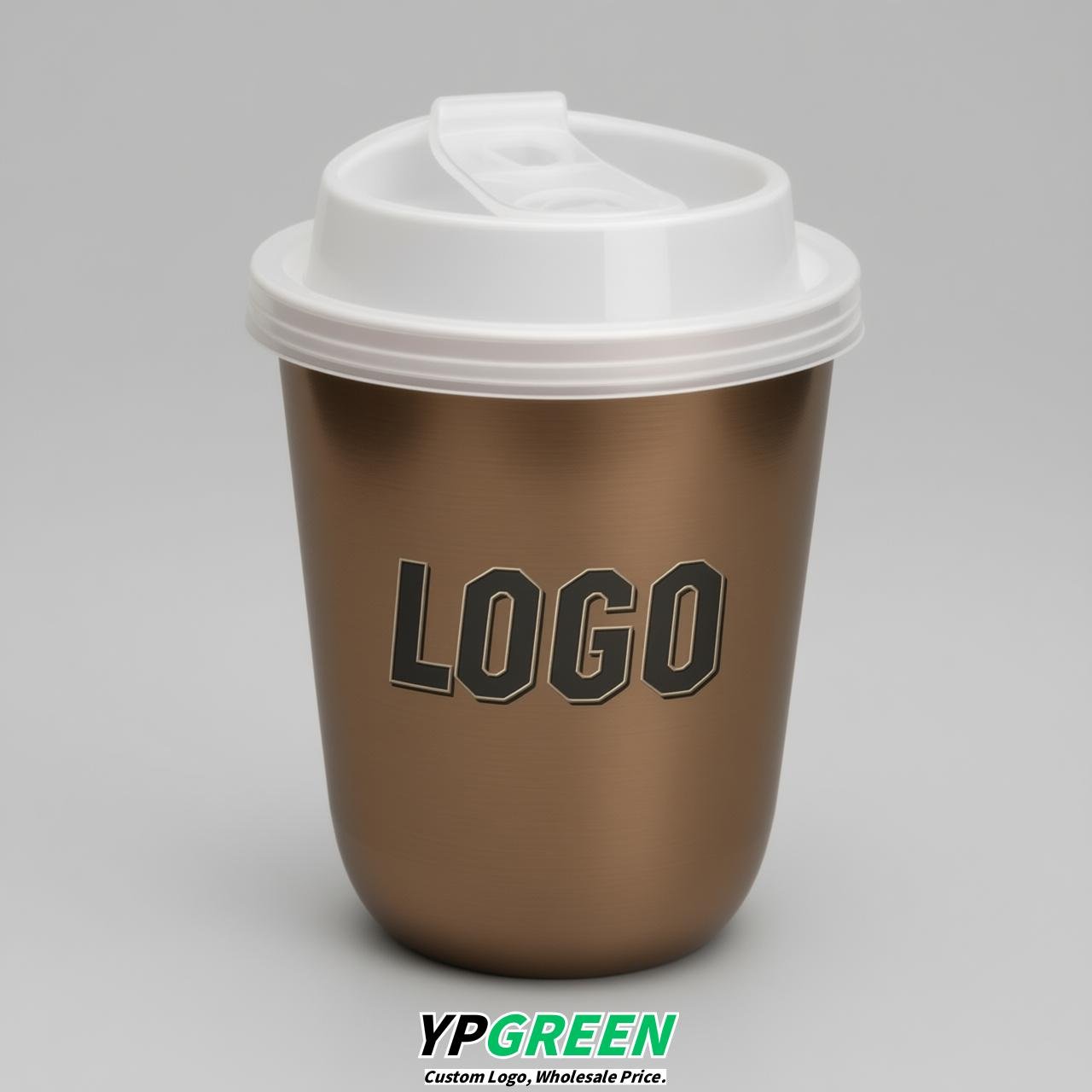 Bronze U Shape Cups with Lid - Custom Logo PP & PET Plastic Disposable