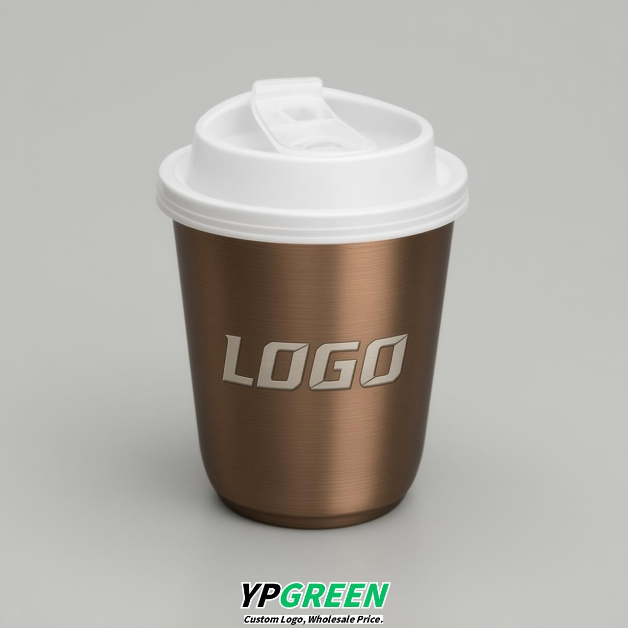 Bronze U Shape Cups with Lid - Custom Logo PP & PET Plastic Disposable