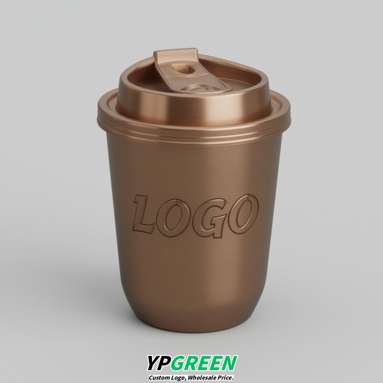Bronze U Shape Cups with Lid - Custom Logo PP & PET Plastic Disposable