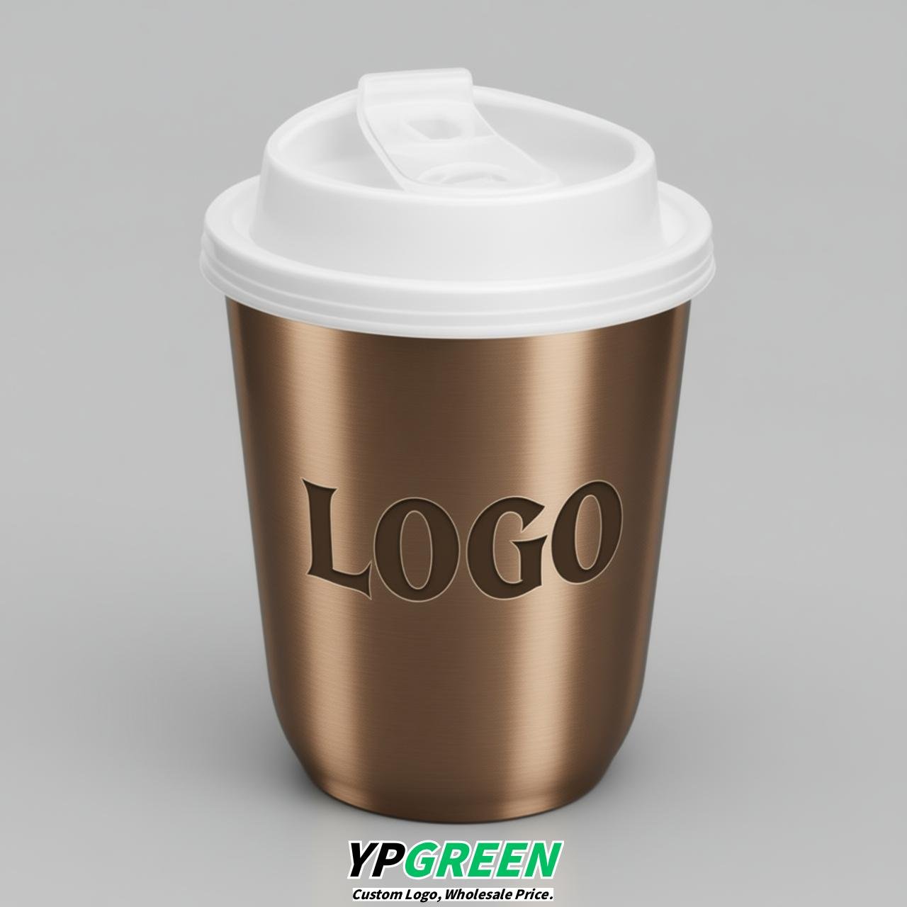 Bronze U Shape Cups with Lid - Custom Logo PP & PET Plastic Disposable