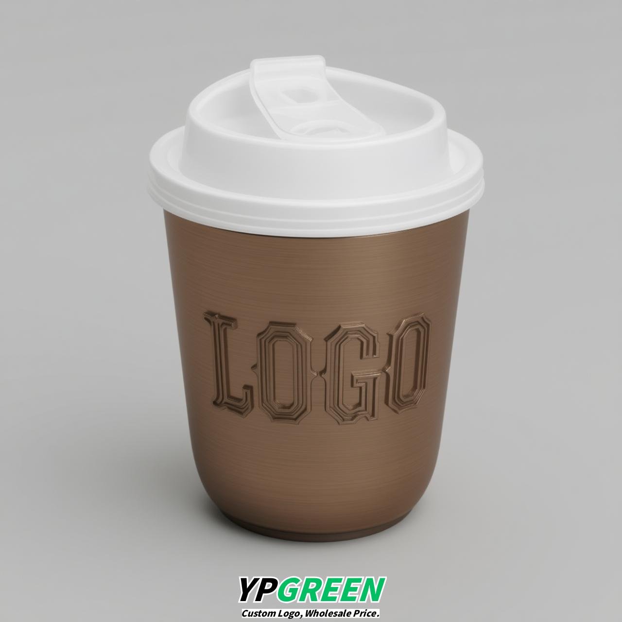 Bronze U Shape Cups with Lid - Custom Logo PP & PET Plastic Disposable
