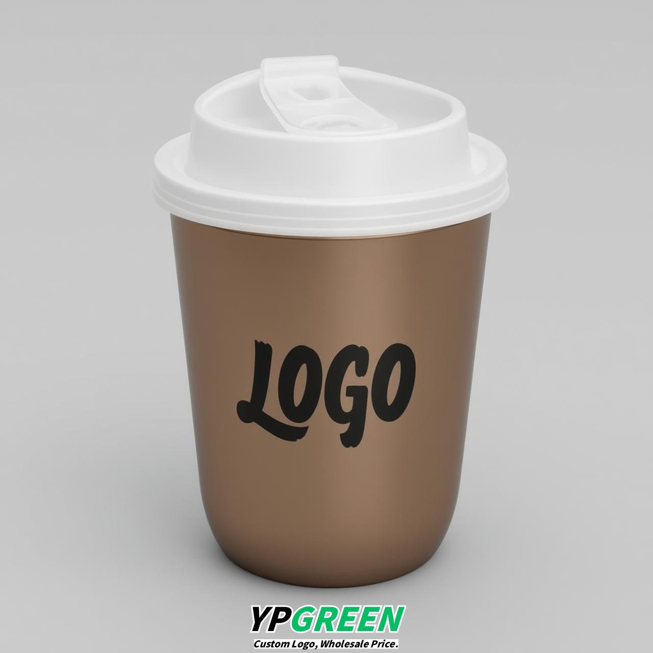 Bronze U Shape Cups with Lid - Custom Logo PP & PET Plastic Disposable
