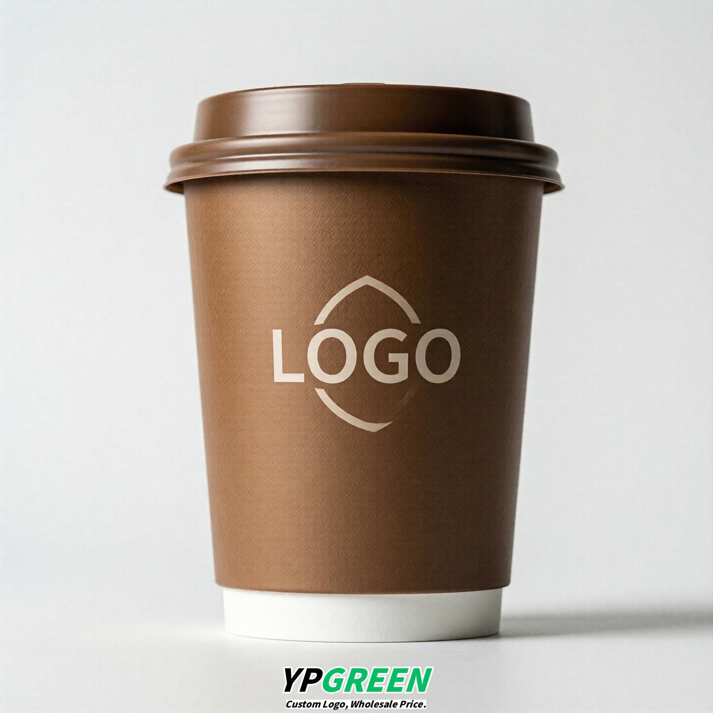 Bronze Custom Logo Paper Cups: 8-24oz & Double Wall