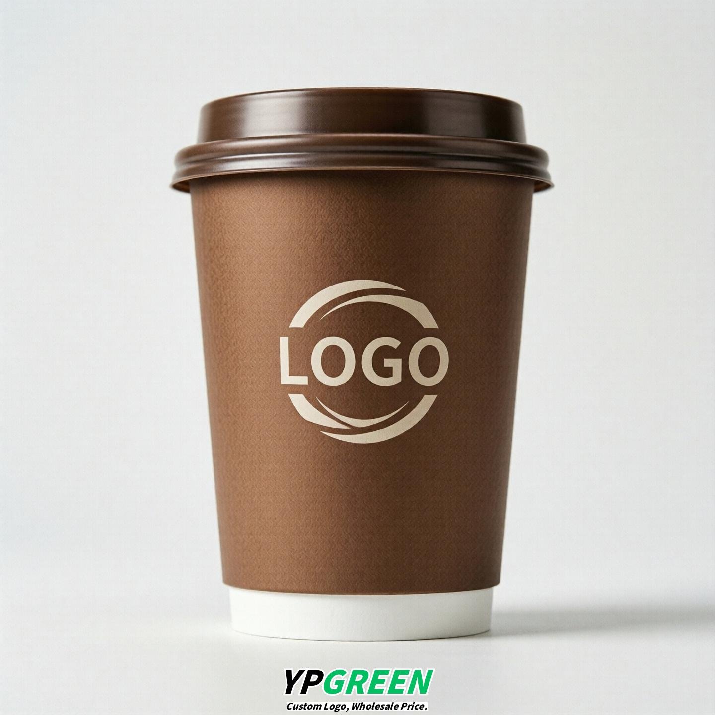 Bronze Custom Logo Paper Cups: 8-24oz & Double Wall
