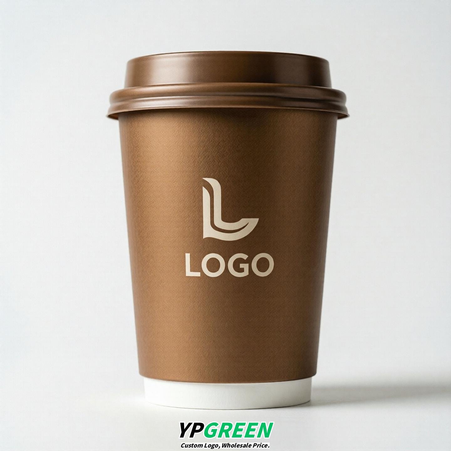 Bronze Custom Logo Paper Cups: 8-24oz & Double Wall
