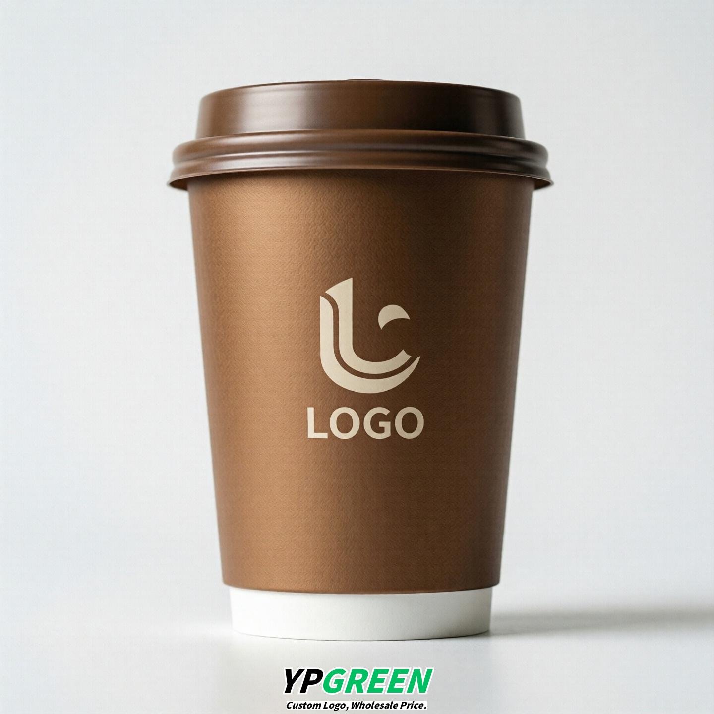 Bronze Custom Logo Paper Cups: 8-24oz & Double Wall