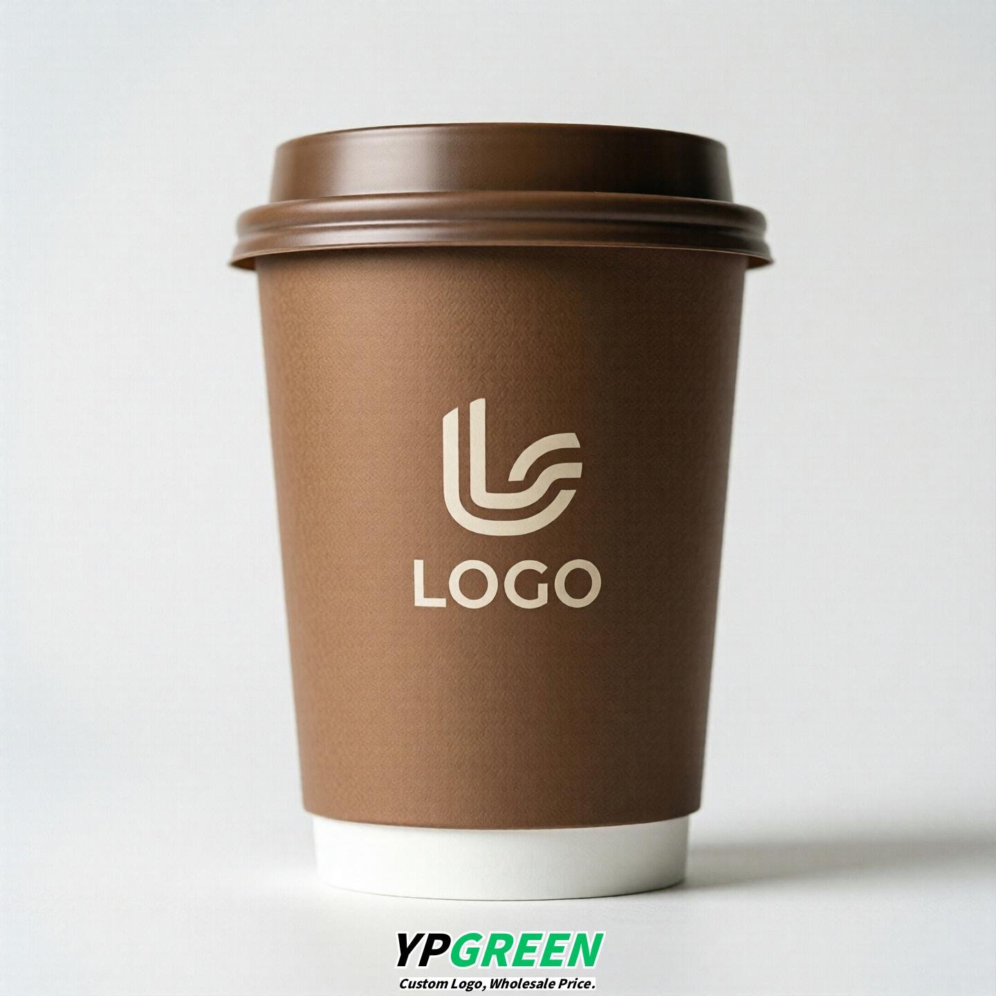 Bronze Custom Logo Paper Cups: 8-24oz & Double Wall