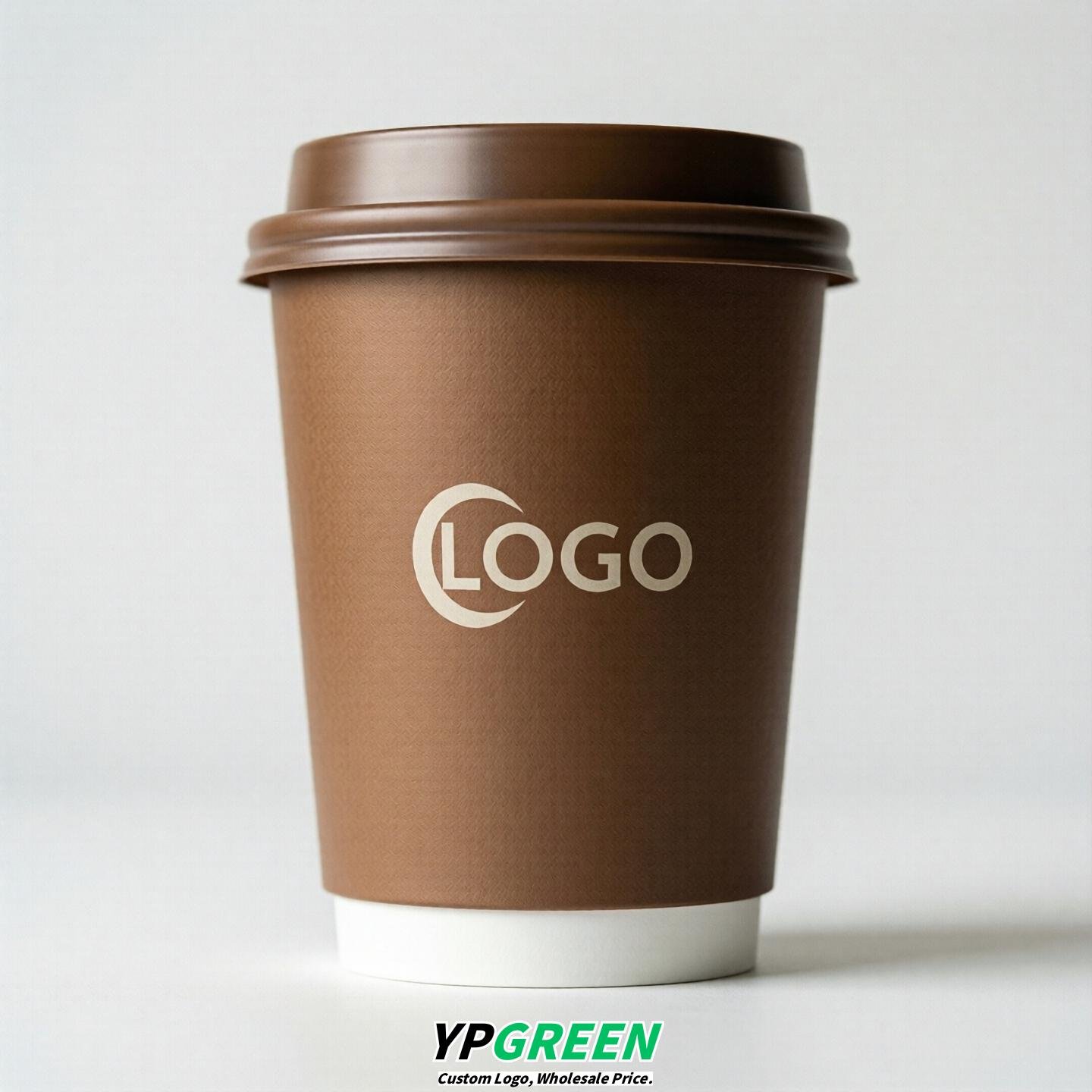 Bronze Custom Logo Paper Cups: 8-24oz & Double Wall