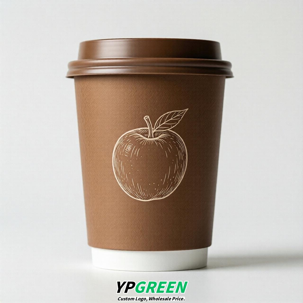 Bronze Fruits Paper Cups with Lids 8-24oz