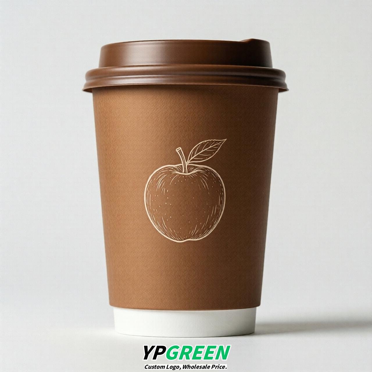 Bronze Fruits Paper Cups with Lids 8-24oz
