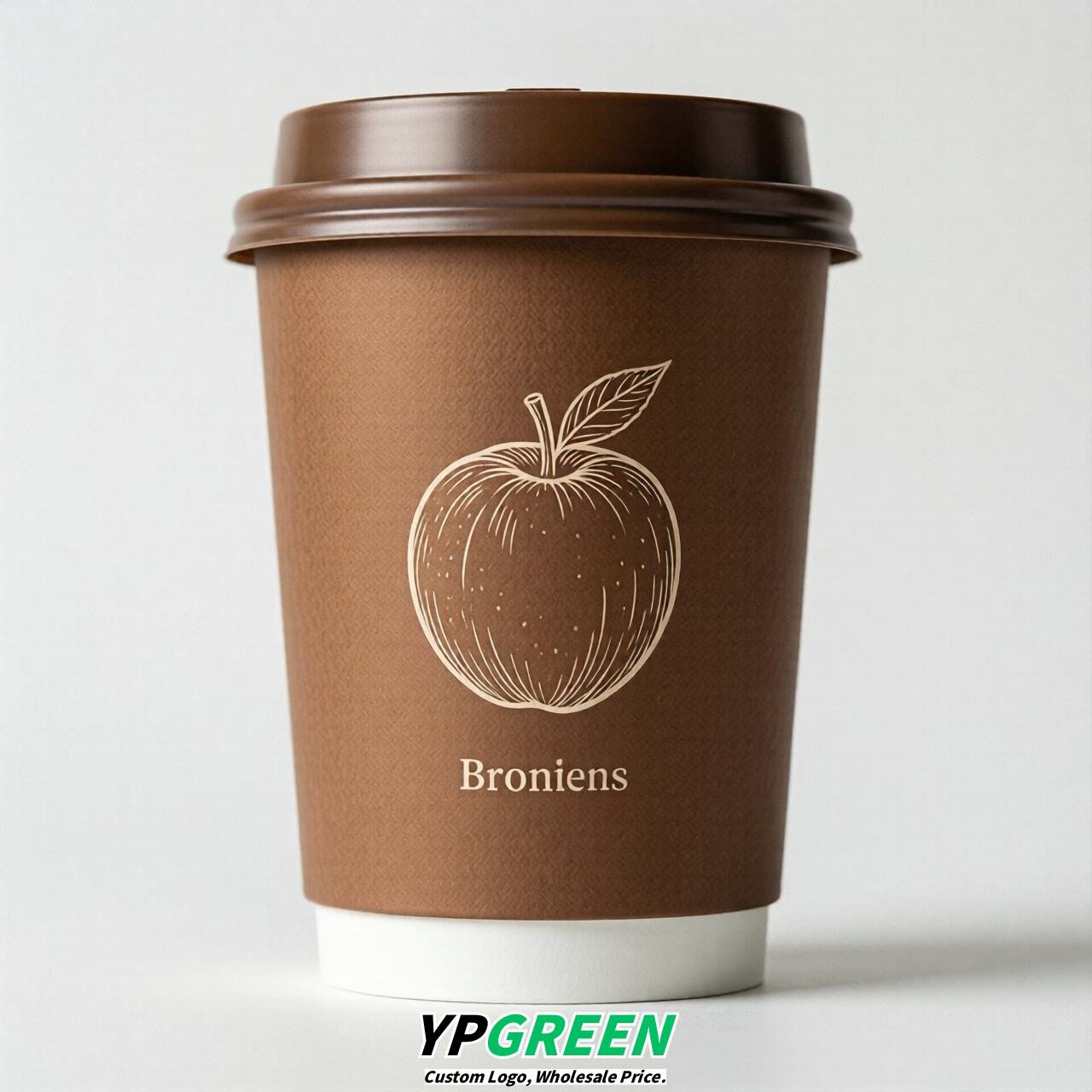Bronze Fruits Paper Cups with Lids 8-24oz