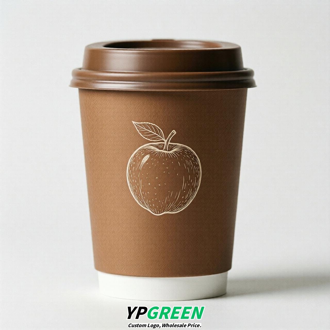 Bronze Fruits Paper Cups with Lids 8-24oz