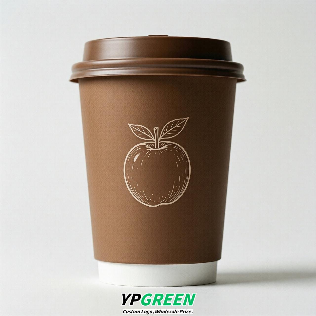 Bronze Fruits Paper Cups with Lids 8-24oz