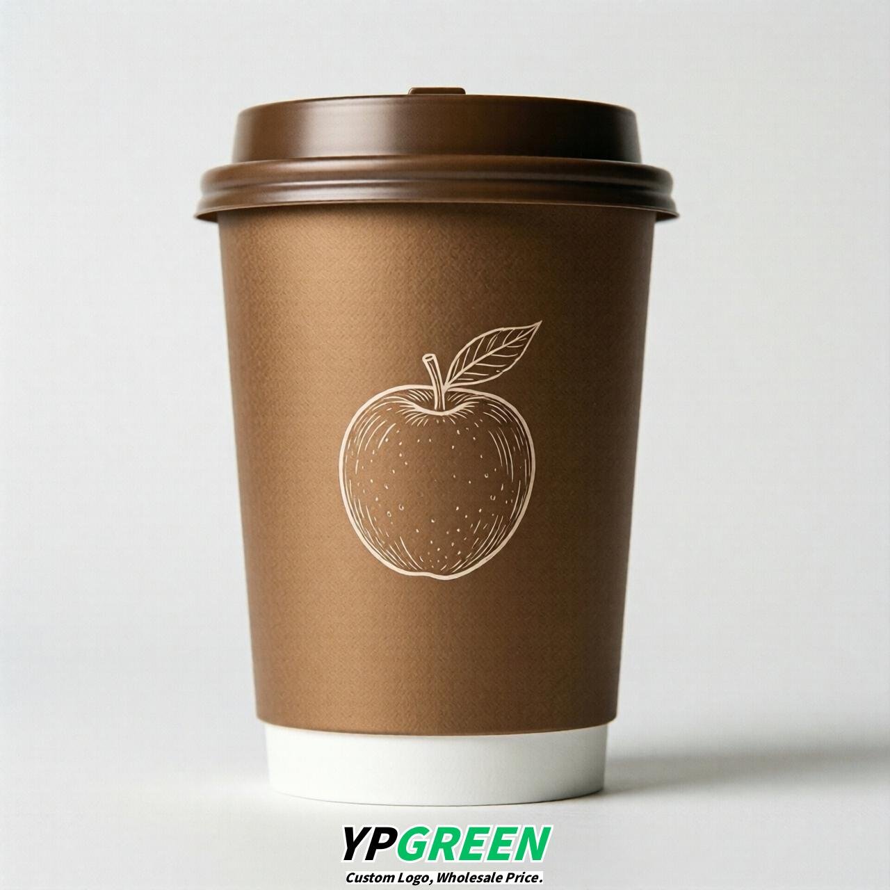 Bronze Fruits Paper Cups with Lids 8-24oz