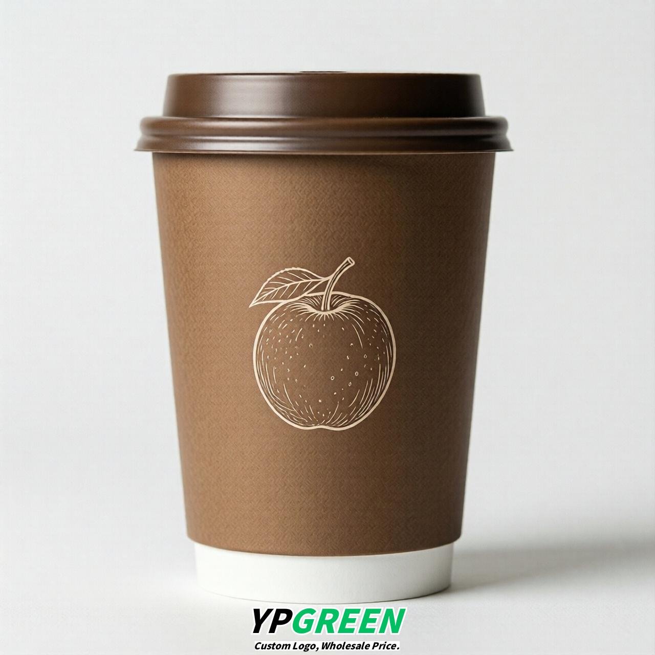 Bronze Fruits Paper Cups with Lids 8-24oz