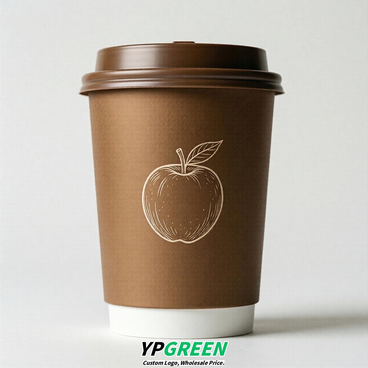 Bronze Fruits Paper Cups with Lids 8-24oz