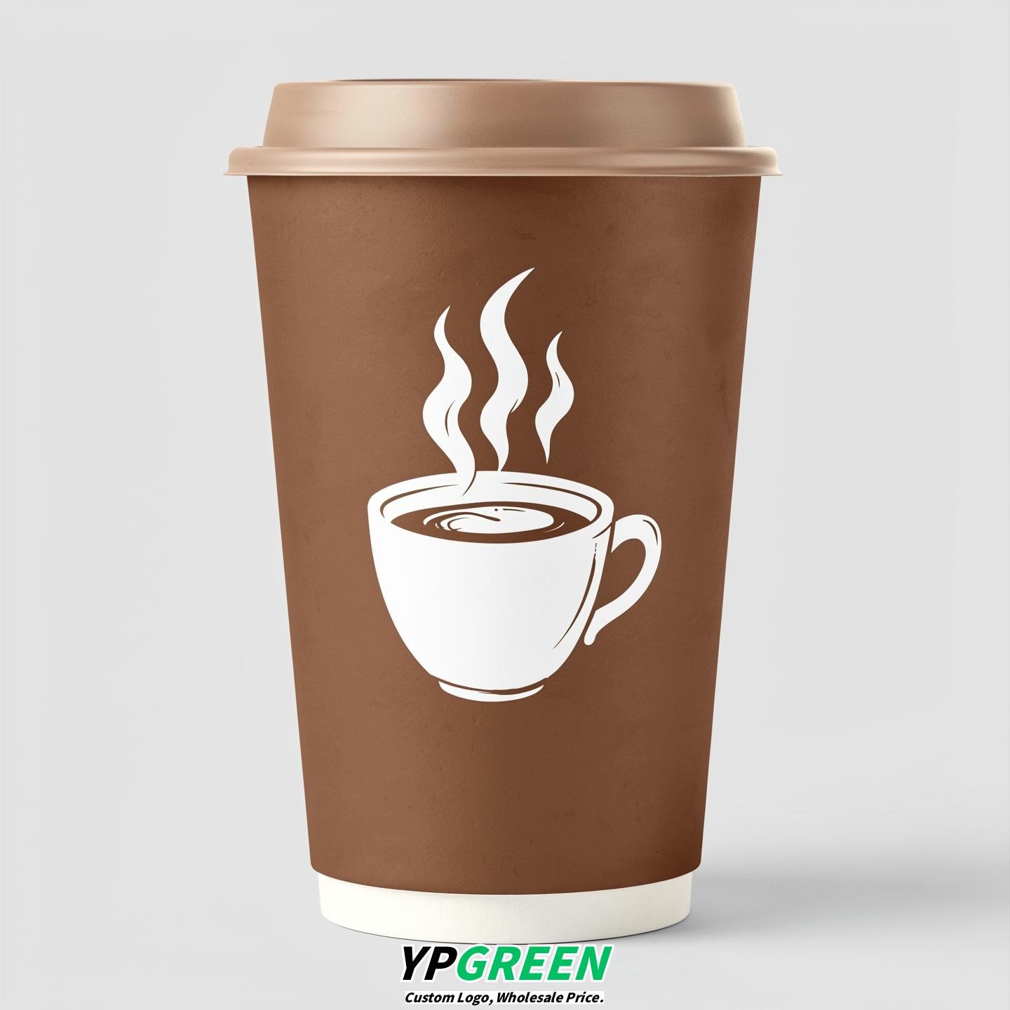 Bronze Hot Coffee Icon Paper Cups - Disposable Steaming Coffee Design
