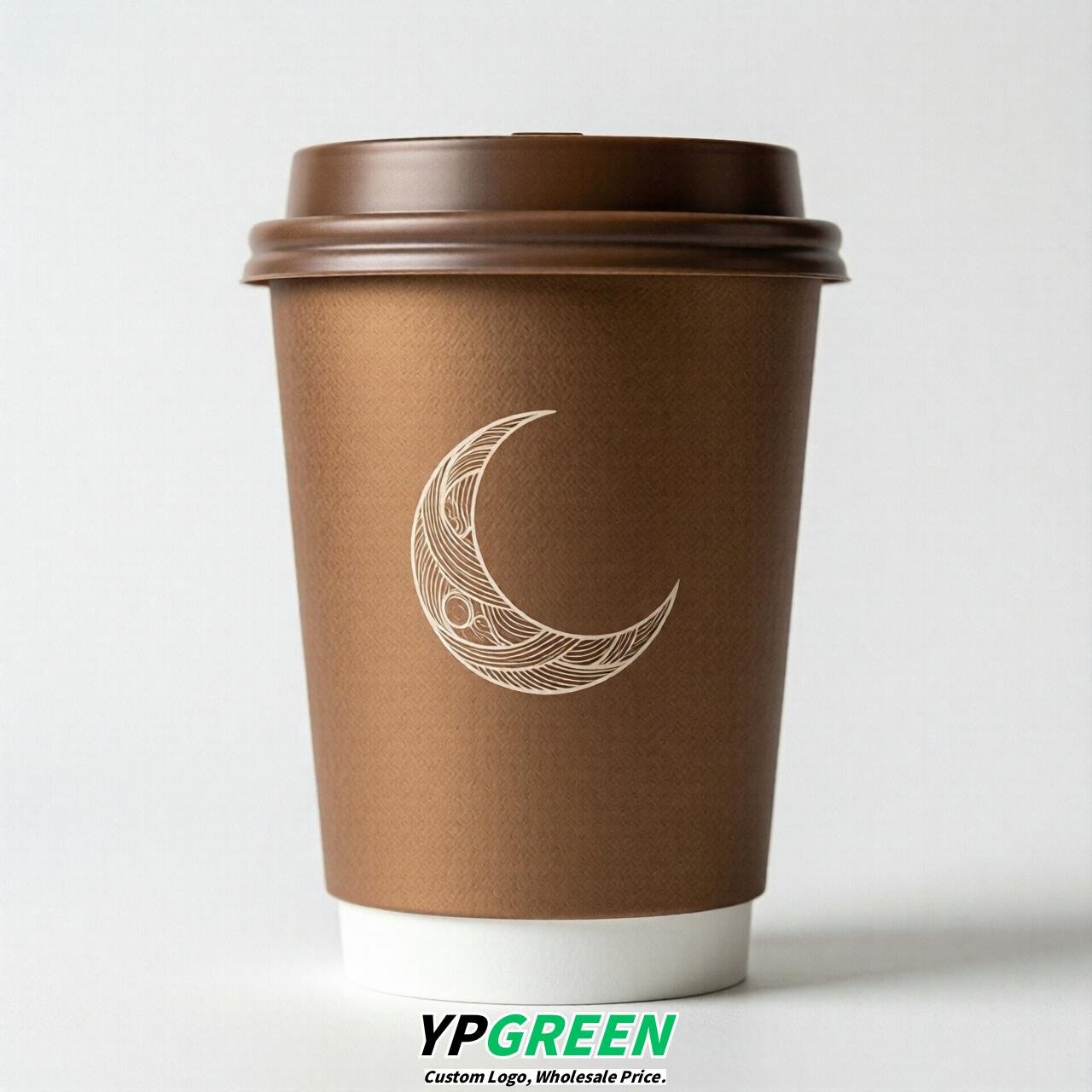 Bronze Moon Paper Cups with Lids 8-24oz