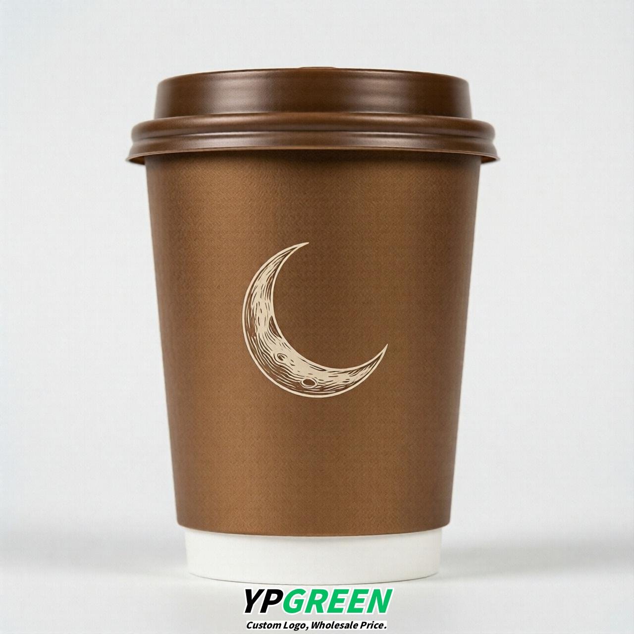 Bronze Moon Paper Cups with Lids 8-24oz