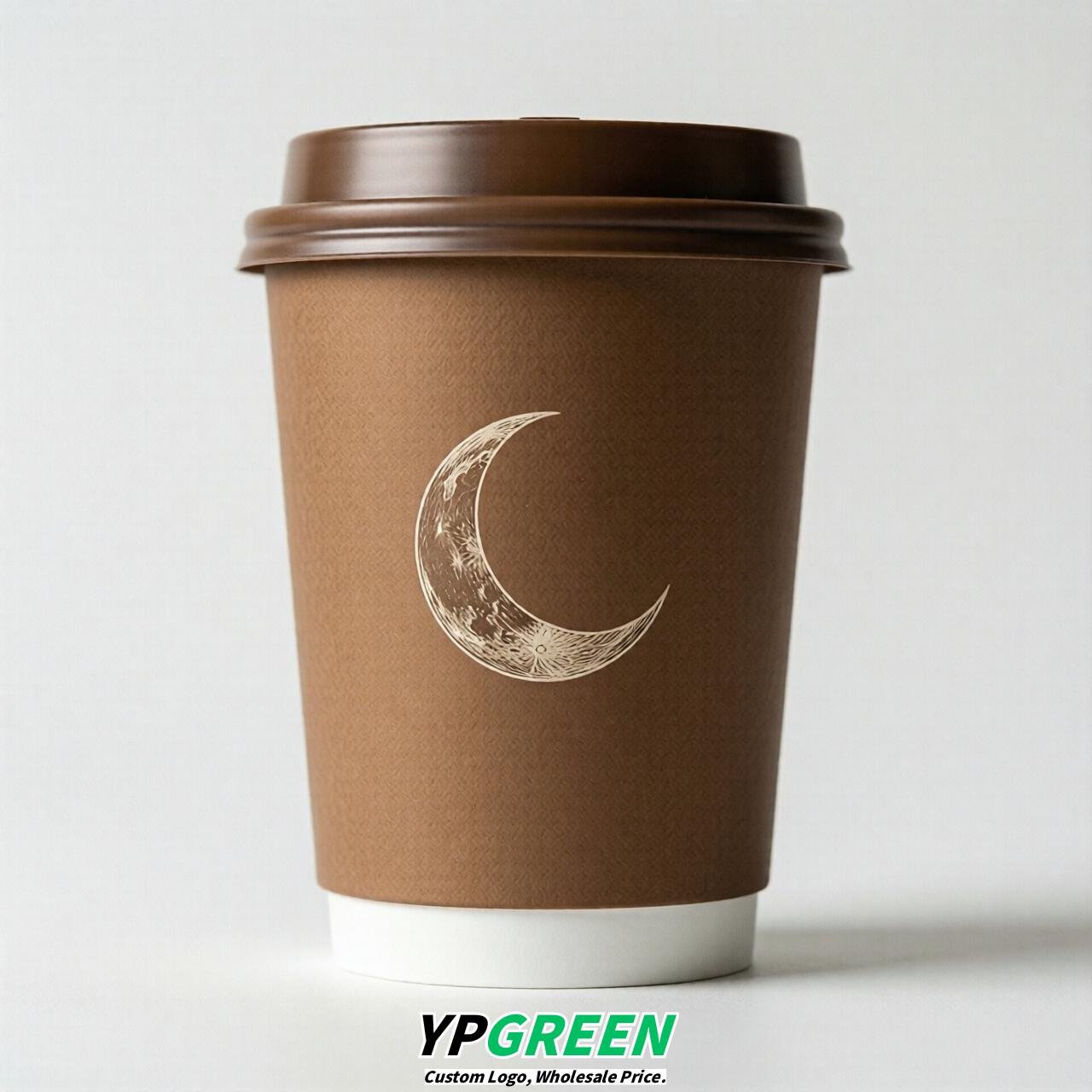 Bronze Moon Paper Cups with Lids 8-24oz