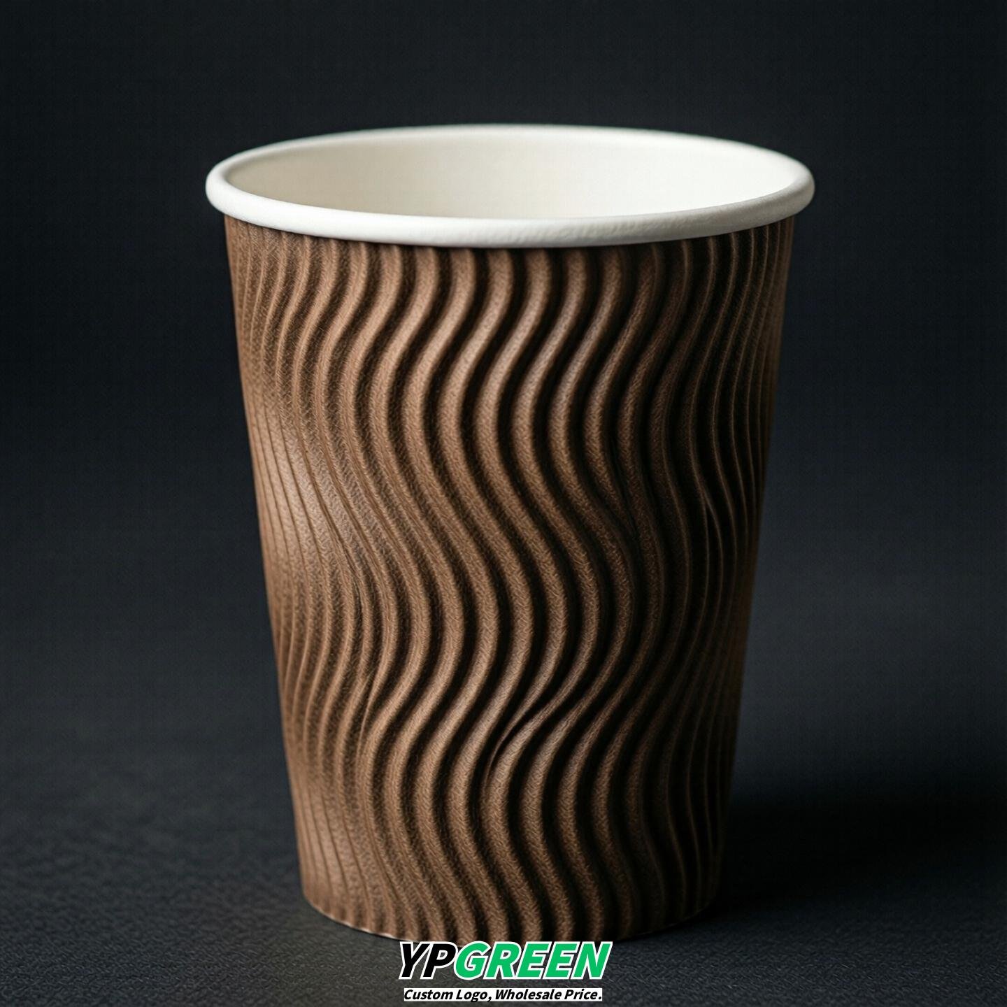 Brown Embossed Paper Cups 10oz/12oz/16oz/20oz/22oz