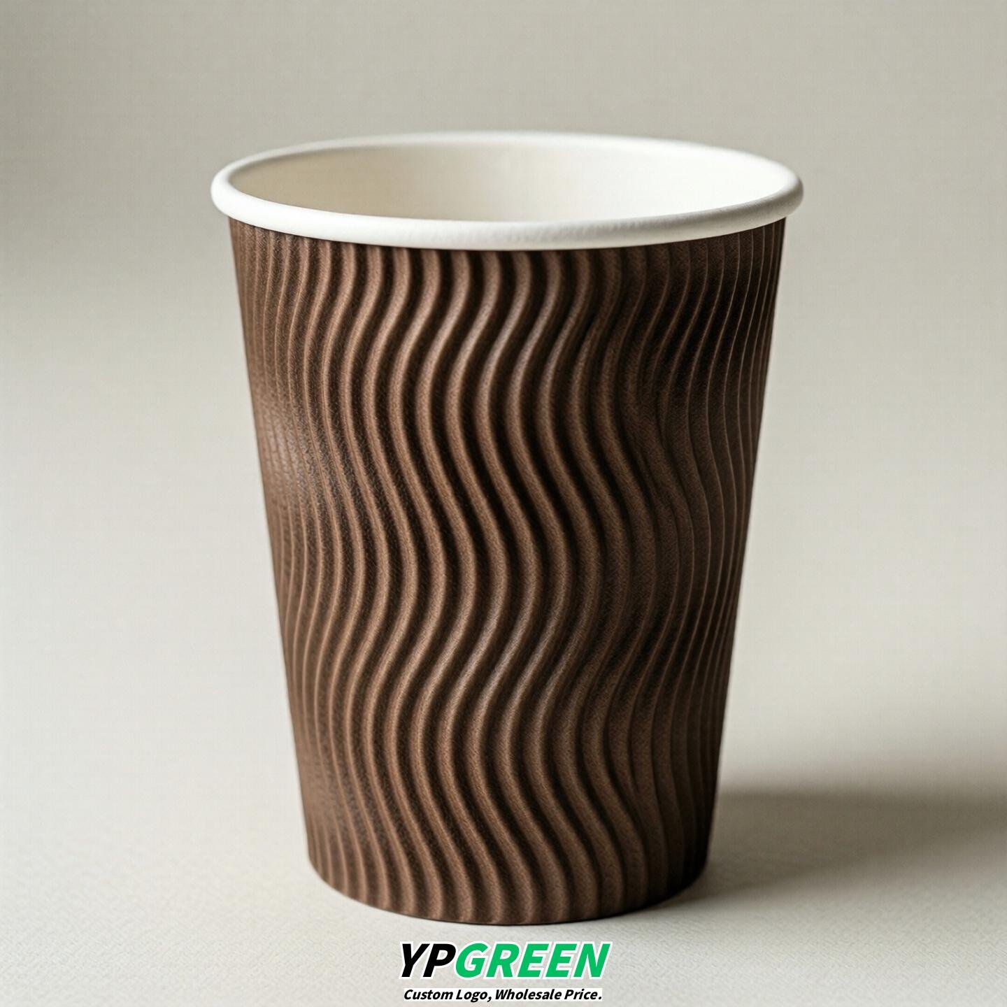 Brown Embossed Paper Cups 10oz/12oz/16oz/20oz/22oz
