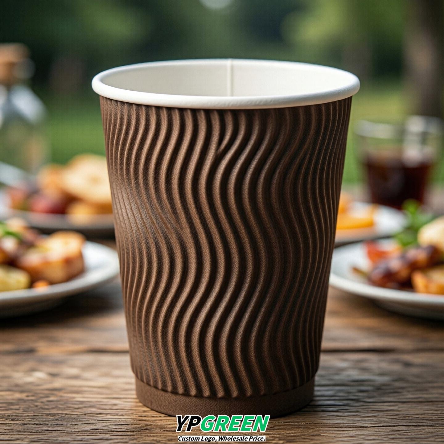 Brown Embossed Paper Cups 10oz/12oz/16oz/20oz/22oz