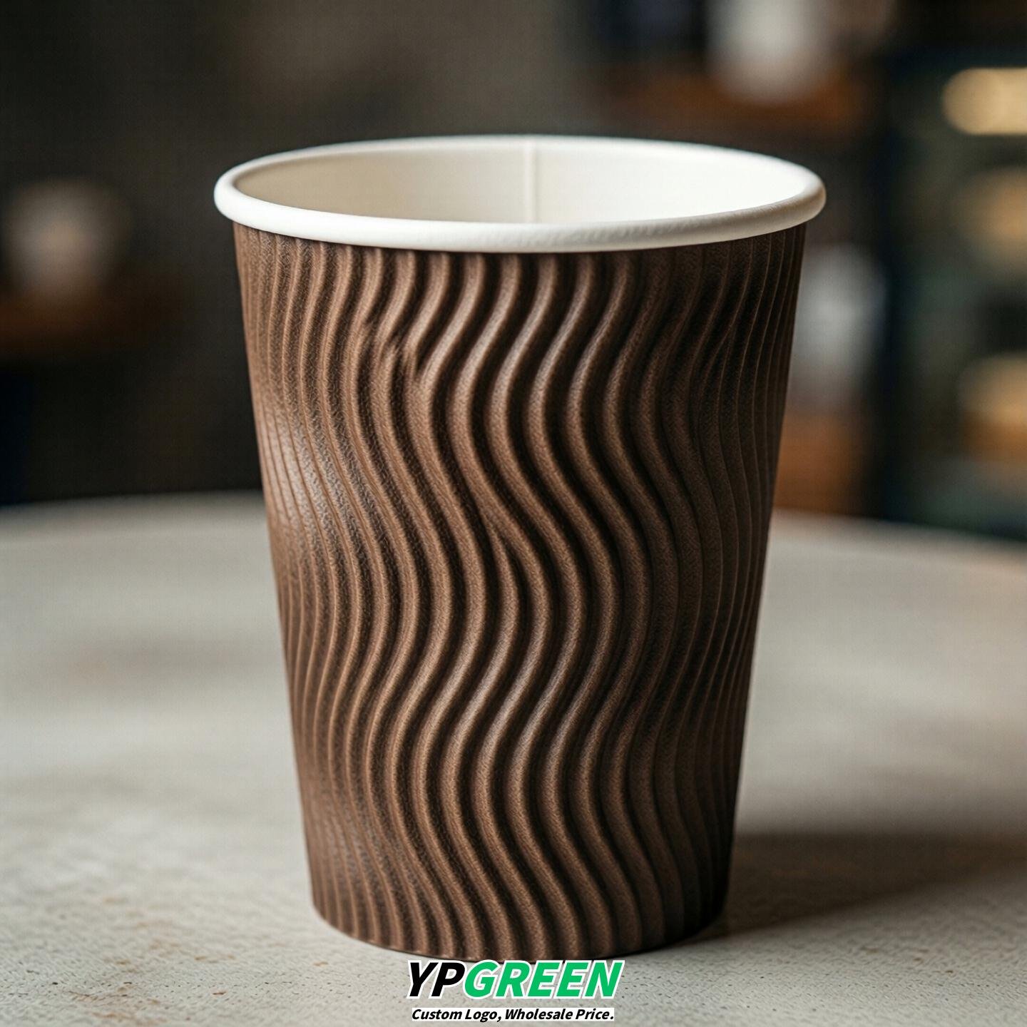Brown Embossed Paper Cups 10oz/12oz/16oz/20oz/22oz