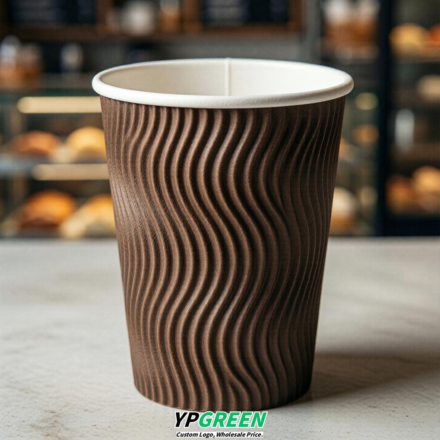 Brown Embossed Paper Cups 10oz/12oz/16oz/20oz/22oz