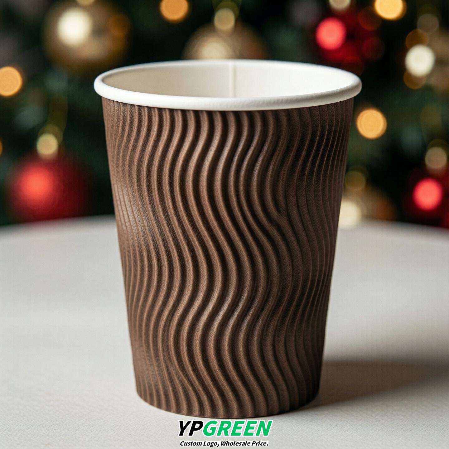 Brown Embossed Paper Cups 10oz/12oz/16oz/20oz/22oz