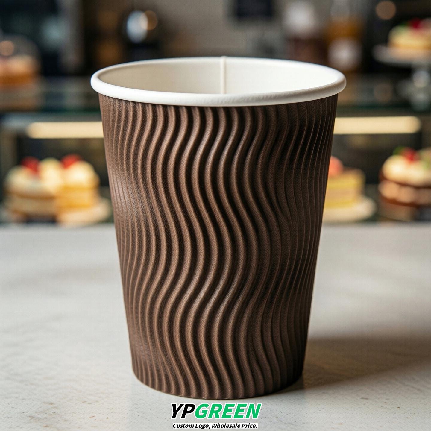 Brown Embossed Paper Cups 10oz/12oz/16oz/20oz/22oz
