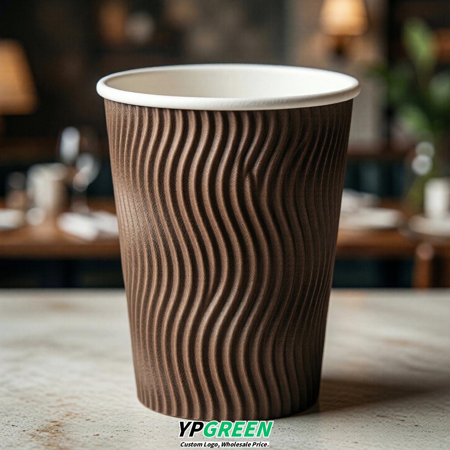 Brown Embossed Paper Cups 10oz/12oz/16oz/20oz/22oz