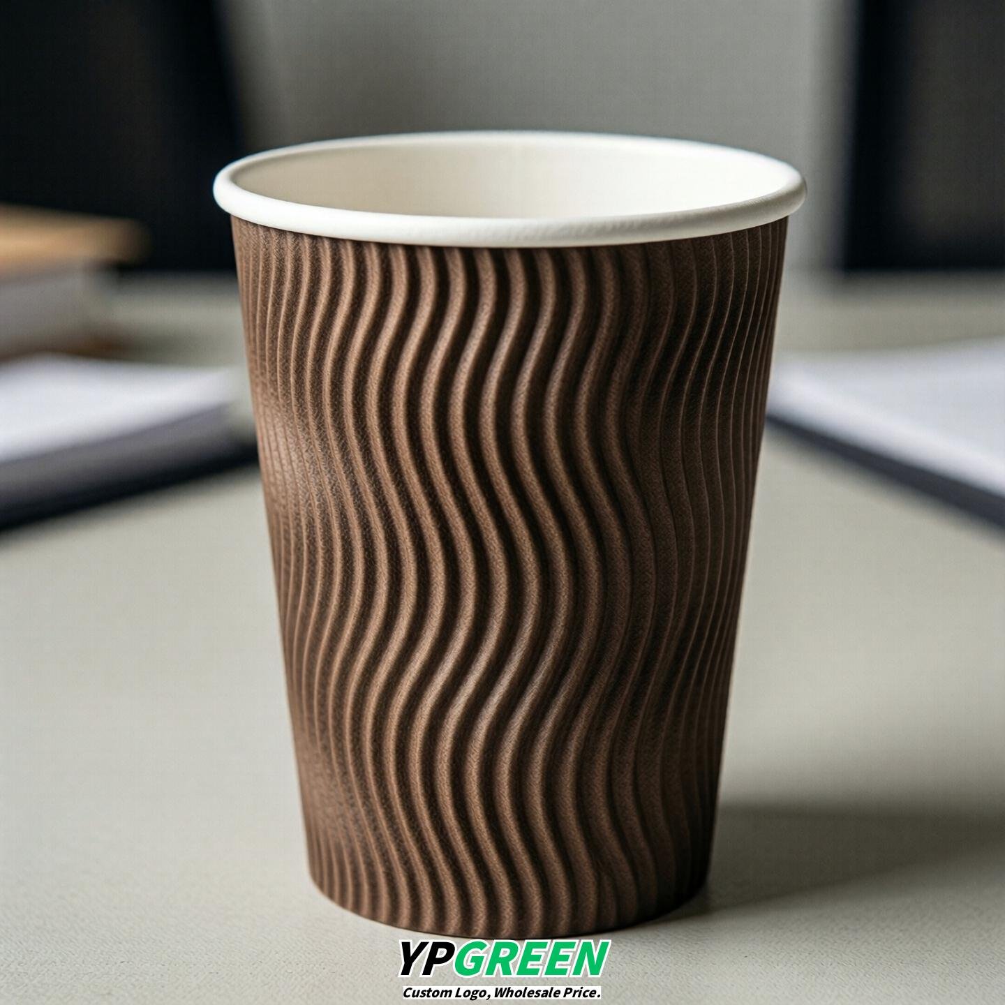Brown Embossed Paper Cups 10oz/12oz/16oz/20oz/22oz
