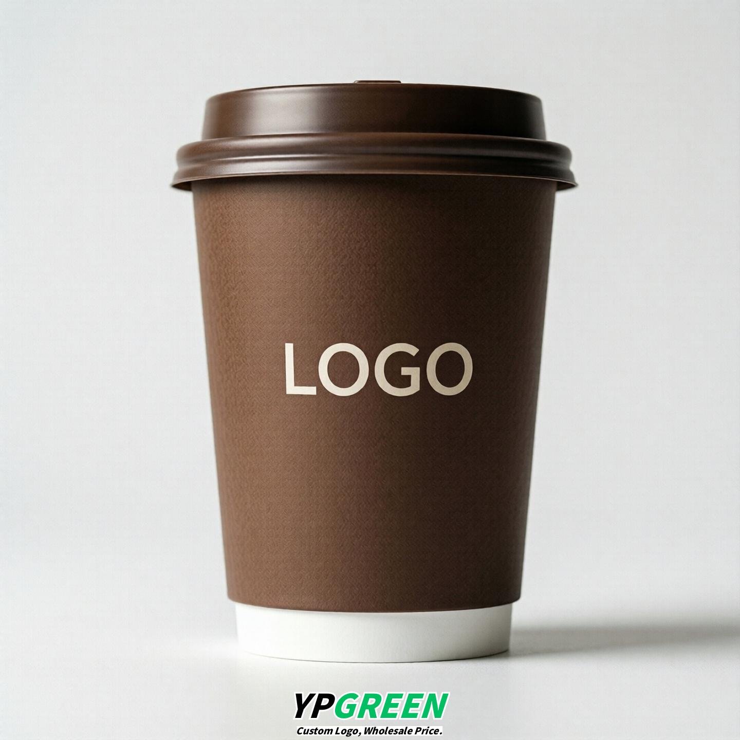 Brown Custom Logo Paper Cups: 8-24oz & Double Wall