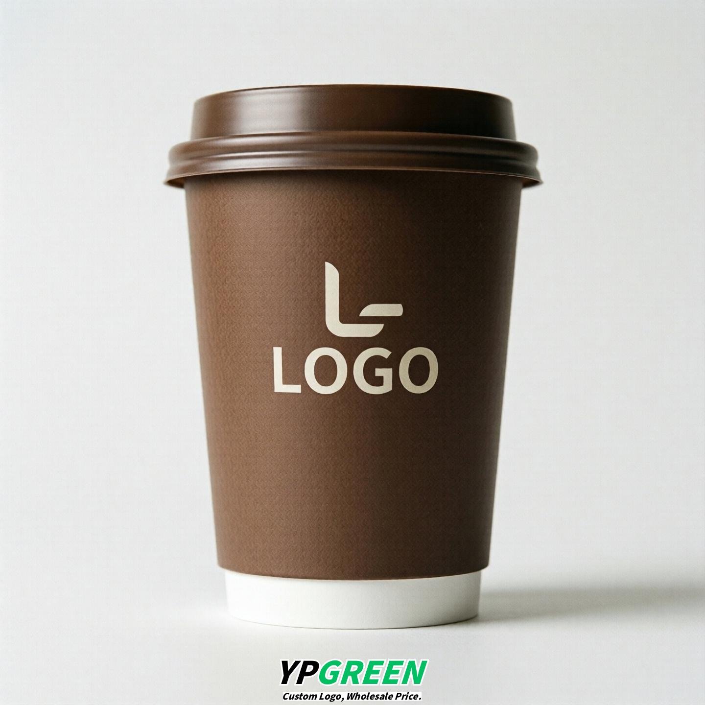 Brown Custom Logo Paper Cups: 8-24oz & Double Wall
